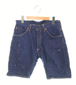 アベイシングエイプ A BATHING APE デニムハーフパンツ ペンキ加工 針シンチバック 股リベット 001DS0301003X ハーフパンツ ネイビー Mサイズ 103MB-538