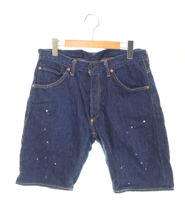 アベイシングエイプ A BATHING APE デニムハーフパンツ ペンキ加工 針シンチバック 股リベット 001DS0301003X ハーフパンツ ネイビー Mサイズ 103MB-538