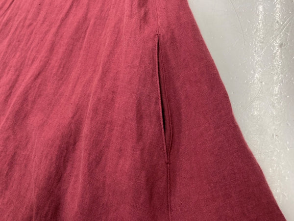 ポプリ pot-pourri  リネン LINEN 麻 ノースリーブ ロングワンピース 日本製 ポケット付き BORDEAUX ボルドー 赤 30379 ワンピース 無地 レッド 104LT-171