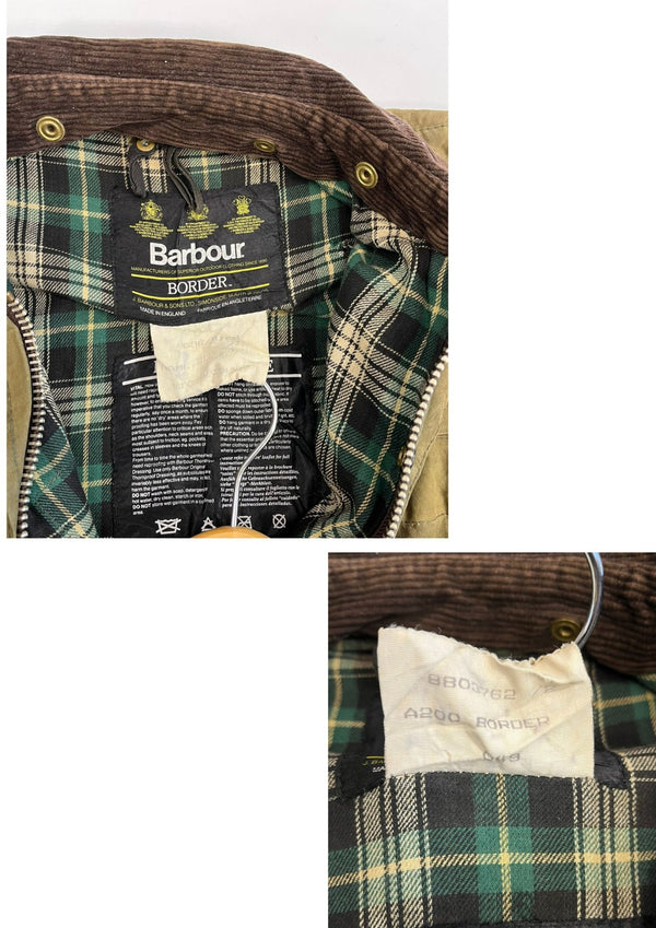 バブアー BARBOUR 90's 90年代 3ワラント BORDER ボーダー ワックス コットン オイルドジャケット コート VINTAGE ヴィンテージ A200 C36 ジャケット カーキ 101MT-5337