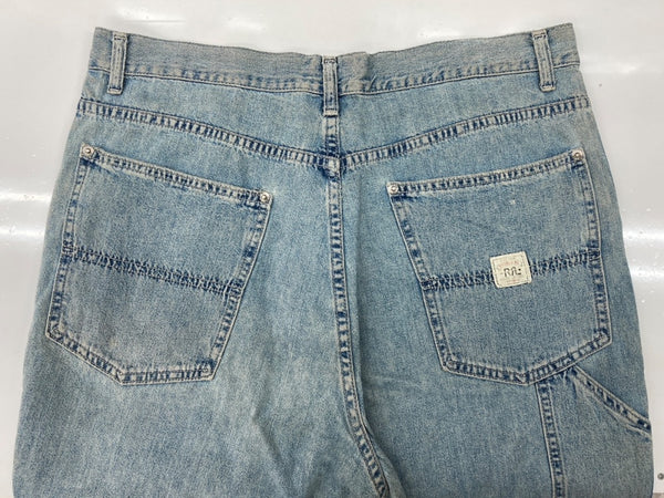 ダブルアールエル RRL 90s DENIM PANTS デニム パンツ ボタンフライ ジーパン ジーンズ USA製 三ツ星タグ Ralph Lauren インディゴ 青 ロゴ デニム ブルー 32×34 104MB-351
