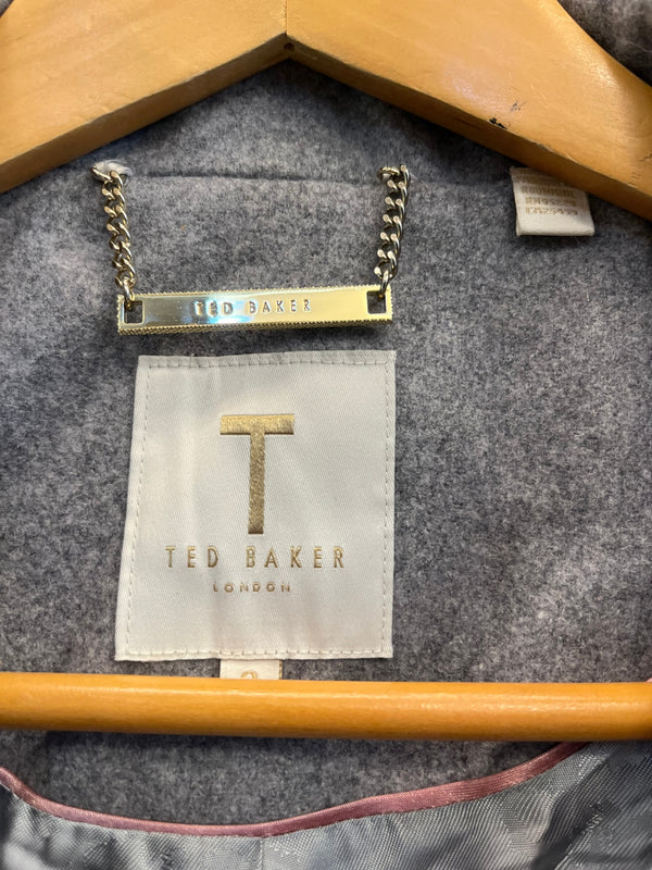 テッドベーカー Ted Baker 無地 コート グレー サイズ2 101LT-242