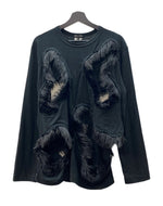 コムデギャルソン COMME des GARCONS HOMME PLUS 23AW CUT-OUT FAKE FUR L/S TEE カットアウトフェイク ファー Tシャツ 長袖 穴あき 黒 PL-T002 ロンT 無地 ブラック Mサイズ 104MT-1608