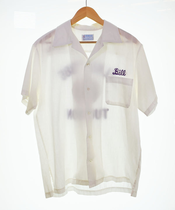 ヒルトン HILTON 70's  Bowling Shirt ボーリング シャツ 70s 70年代 MADE IN USA アメリカ製  半袖シャツ ホワイト Lサイズ 103MT-2692
