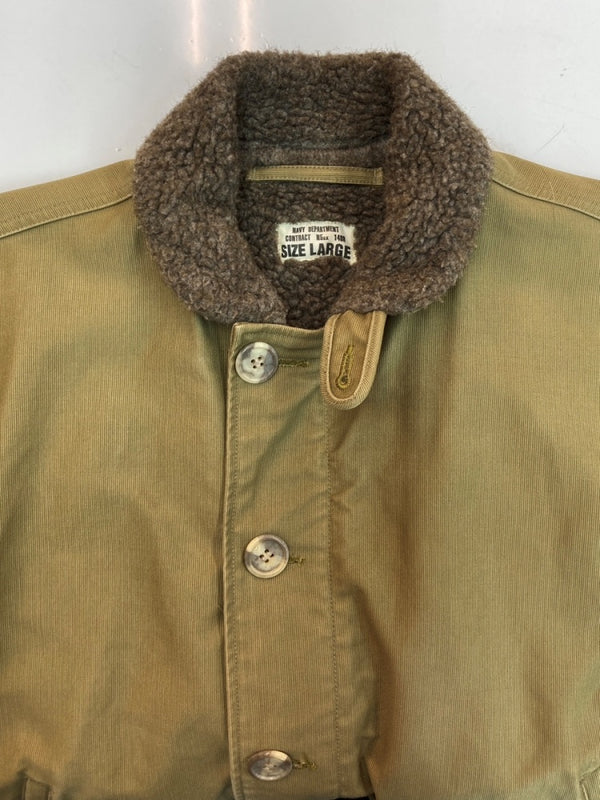 ミリタリー Military DECK JACKET デッキ ジャケット ミリタリー ジップアップ 裏ボア 海軍 軍物 アウター 緑 ジャケット 無地 カーキ Lサイズ 104MT-1806