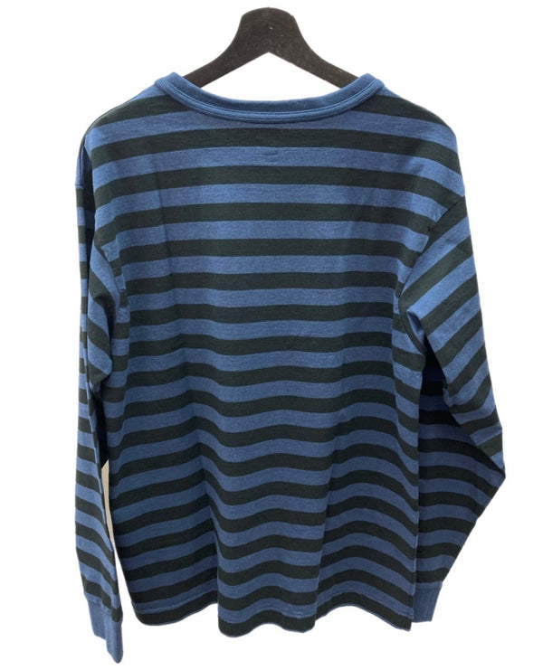 ヒューマンメイド Human Made Striped L/S T-Shirt ストライプ ロング スリーブ Tシャツ クルーネック ロンT 青 ロンT 刺繍 ブルー XLサイズ 104MT-1459