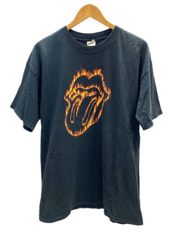バンドTシャツ BAND-T 90s 90's ローリングストーンズ The Rolling Stones Flaming Tongue ロゴ ヴィンテージ 古着   XL Tシャツ プリント ブラック LLサイズ 101MT-2238