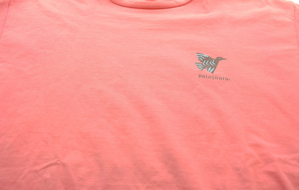 パタゴニア PATAGONIA 90s USA製 鳥 胸ロゴ プリント半袖Tシャツ  Tシャツ ピンク LLサイズ 103MT-1896