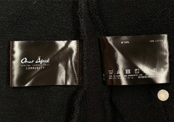 オマールアフリディ Omar Afridi ZIPUP HOODIE ジップアップ フーディー パーカー フルジップ スタッズ 長袖 トレーナー スウェット 黒 サイズ 46 パーカ 無地 ブラック 104MT-2131