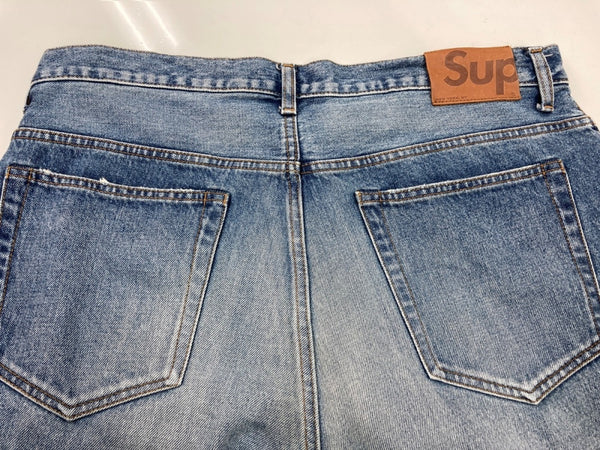 シュプリーム SUPREME 24FW Distressed Loose Fit Selvedge Jean ディストレスト ルーズ フィット セルビッチ ジーンズ 青 無地 デニム ブルー サイズ 34 104MB-299