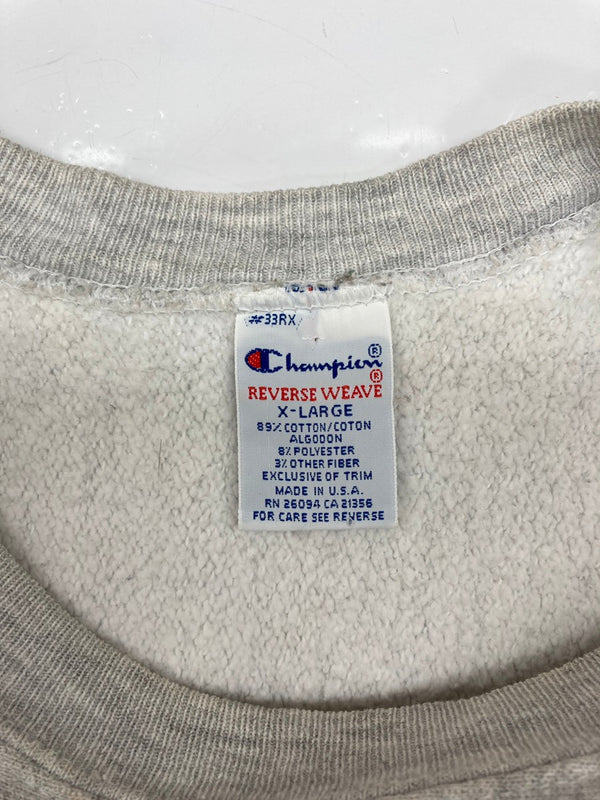 チャンピオン Champion 90s 90年代 刺繍タグ REVERSE WEAVE リバースウィーブ  USA製 WHEATON BASEBALL  灰色 スウェット プリント グレー XLサイズ 104MT-2279
