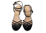 グッチ GUCCI Rhinestone Cross Strap Sandals ラインストーン クロス ピンヒール ミュール パンプス BLACK 黒 レディース靴 サンダル ストラップ ブラック SIZE37 1/2 104S-864