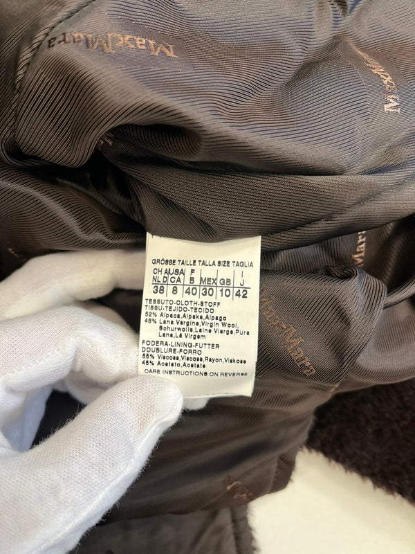 マックスマーラ Max Mara アルパカウールコート スーリベルテッドコート 茶 60161979 コート ブラウン 42 101LT-191