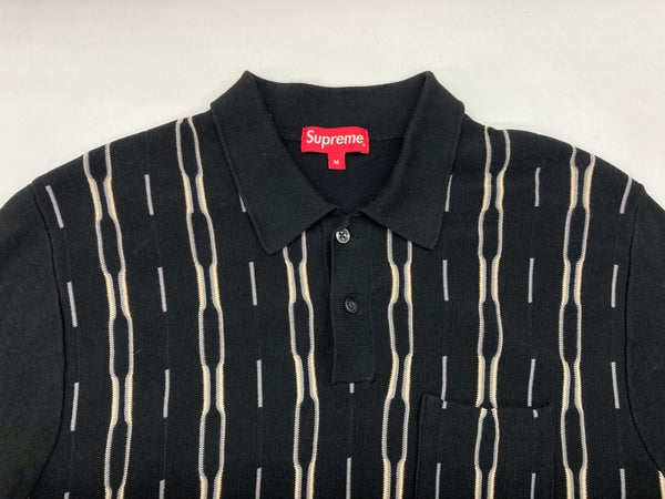 シュプリーム SUPREME Vertical Stripe Knit L/S Polo ニット ロングスリーブ ポロ BLACK 黒 セーター ストライプ ブラック Mサイズ 104MT-748