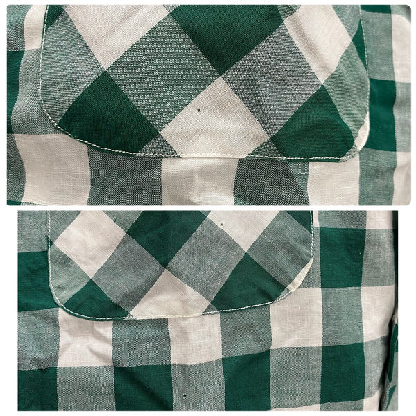 【曜日割引対象外】 ヴィンテージ vintage ~50's McGREGOR USA製 ブロックチェック オープンカラーシャツ 長袖シャツ グリーン Mサイズ 201MT-4369 VB