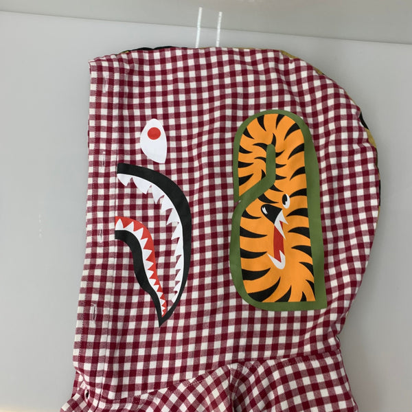 アベイシングエイプ A BATHING APE ファーストカモ 1st カモ シャーク WGM ギンガムチェック 長袖シャツ レッド XXLサイズ 201MT-4312
