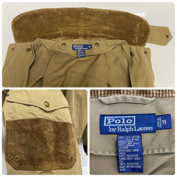 【曜日割引対象外】 ラルフローレン POLO RALPH LAUREN 90's レザー切り替え ファイヤーマン コート ベージュ Mサイズ 201MT-3852 VB