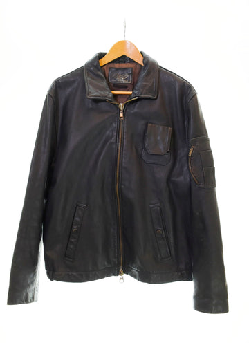 ヴィンテージ vintage 70s 80s Pilot Leather Jacket パイロット レザージャケット 黒 ジャケット ブラック Lサイズ 103MT-1416