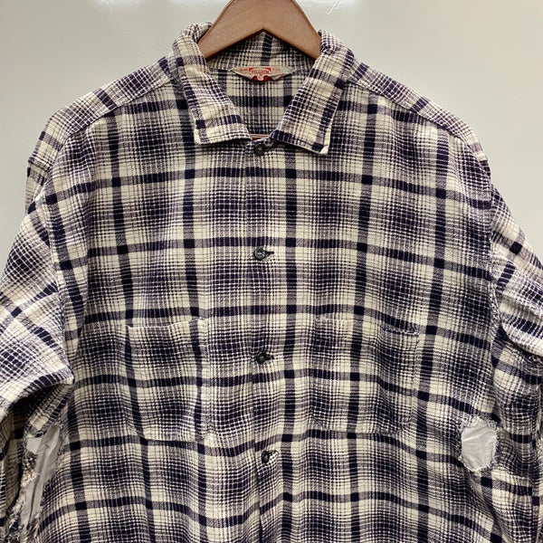 【曜日割引対象外】 ヴィンテージ vintage 60's PILGRIM プリントネルシャツ 長袖シャツ ホワイト 17-17 1/2サイズ 201MT-4720 VB