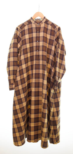 グラフペーパー Graphpaper  WOOL CHECK BAND COLLAR DRESS ワンピース 茶 GL194-60523 ワンピース ブラウン 0 103LT-58