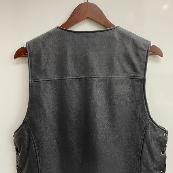 【曜日割引対象外】 ハーレーダビッドソン HARLEY DAVIDSON レザーベスト ベスト ブラック Sサイズ 201MT-3960 VB