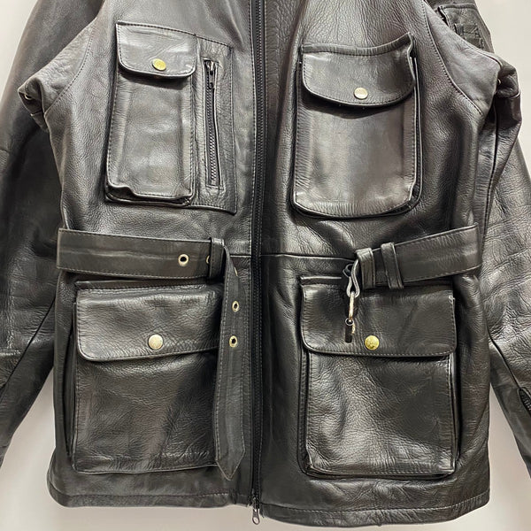 【曜日割引対象外】 アメカジ系 LEATHER ITEM レザージャケット コート ジャケット ブラック 50サイズ 201MT-4461 VB