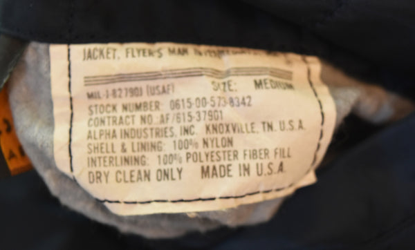 アルファ  ALPHA INDUSTRIES USA製 MA-1 フライトジャケット MIL-J-82790J ジャケット ネイビー Mサイズ 103MT-3241
