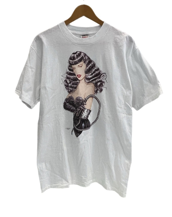 ヴィンテージ vintage 90s 1990 Art of Olivia BETTIE PAGE オリビア アートTシャツ ベティペイジ 白 US古着 XL Tシャツ ホワイト LLサイズ 101MT-4671