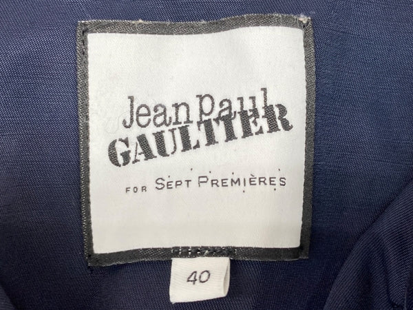 ジャンポールゴルチエ Jean Paul GAULTIER トレンチ TRENCH COAT ライトアウター テーラード TAILORED ダブルブレスト ウエストベルト スロートラッチ 膝丈 ベトナム製 NAVY 紺 JP-S16-C0001-A コート ネイビー SIZE40 104LT-235