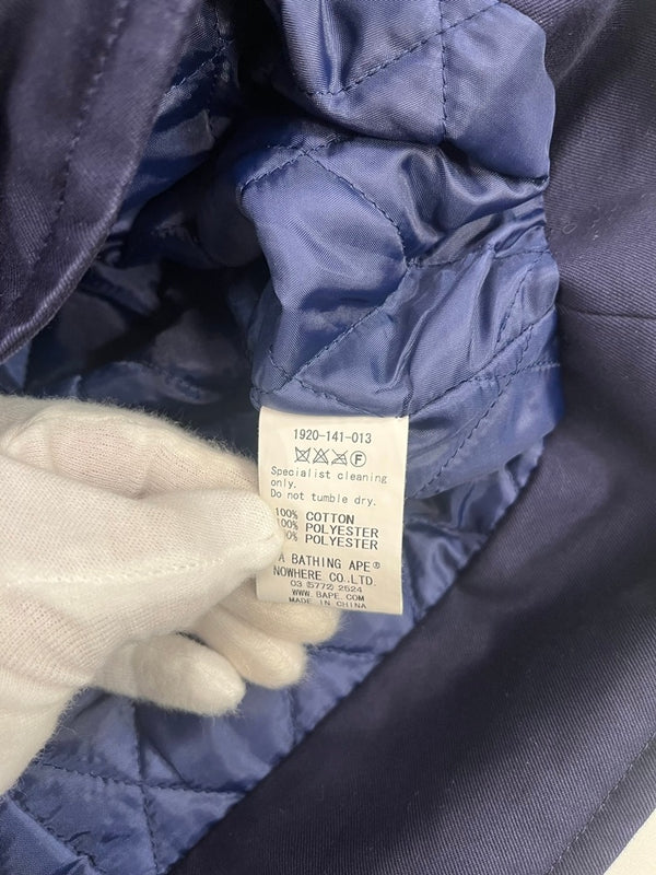 ア ベイシング エイプ A BATHING APE ダブルライダースジャケット コットン地 BAPE 裏地キルティング エイプ ベイプ 裏原 紺 1920-141-013 ジャケット ネイビー Mサイズ 101MT-5128