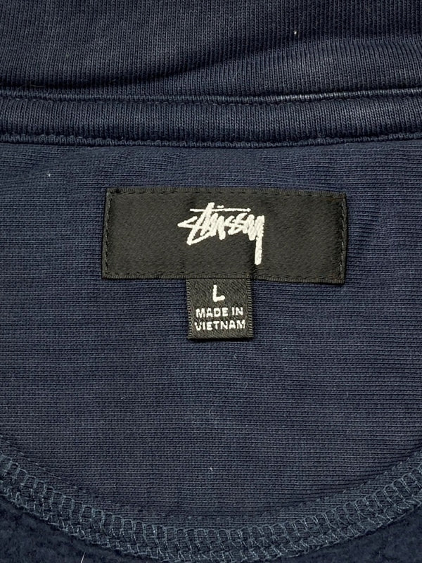 ステューシー STUSSY STOCK LOGO MOCK HALF ZIP ハーフ ジップ スウェット トレーナー 胸ロゴ 紺 スウェット ロゴ ネイビー Lサイズ 104MT-761