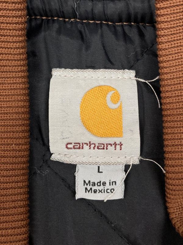カーハート Carhartt DUCK VEST ダック ベスト ワーク 裏地キルティング アウトドア アウター 薄茶 ベスト ロゴ ベージュ Lサイズ 104MT-1671