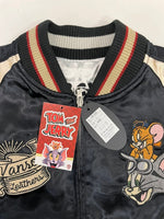 バンソン VANSON  トムとジェリー コラボ 刺繍 レーヨンサテン リバーシブル刺繍 スカジャン ブラック×ベージュ シルバー×ブラック TJV-2241 ジャケット ブラック Lサイズ 101MT-5382