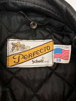 ショット SCHOTT Perfecto LEATHER JACKET レザー ジャケット ダブル ライダース バイカー アウトドア USA製 アウター 黒 サイズ 38 ジャケット 無地 ブラック 104MT-1696