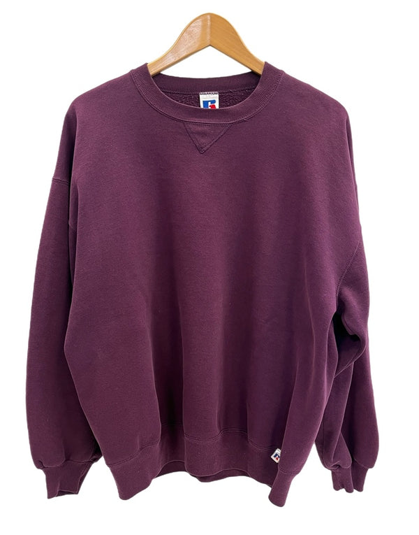 ラッセルアスレチック RUSSELL ATHLETIC 90’s 90年代 トリコ刺繍タグ 無地 前V ヴィンテージ vintage USA製 アメリカ製 XL スウェット パープル LLサイズ 101MT-4493