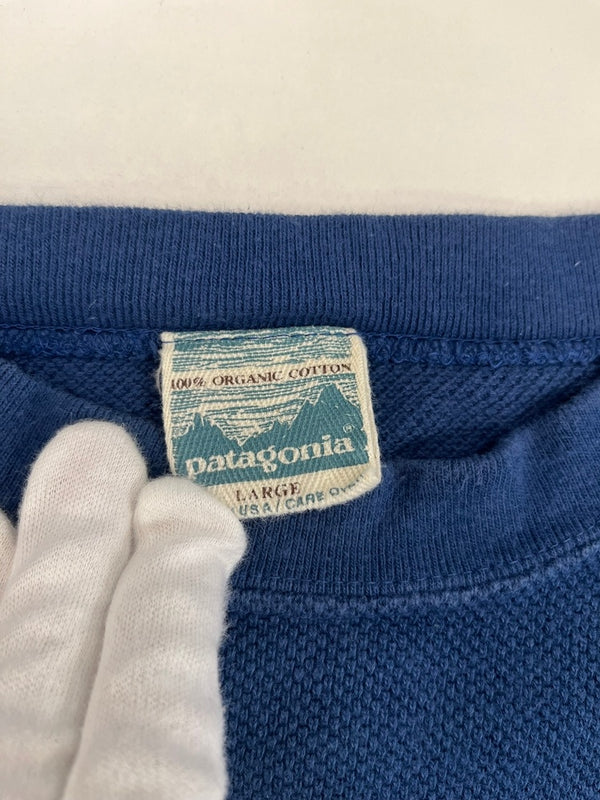 パタゴニア PATAGONIA USA製 クルーネック 長袖カットソー 紺 53840 ロンT ブルー Ｌサイズ 101MT-4779