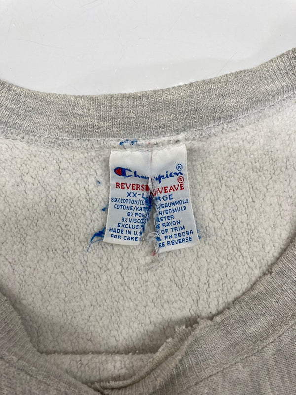 チャンピオン Champion 90s 90年代 刺繍タグ REVERSE WEAVE リバースウィーブ  USA製 目付き 刺繍 灰色 スウェット ロゴ グレー 2XLサイズ 104MT-2281