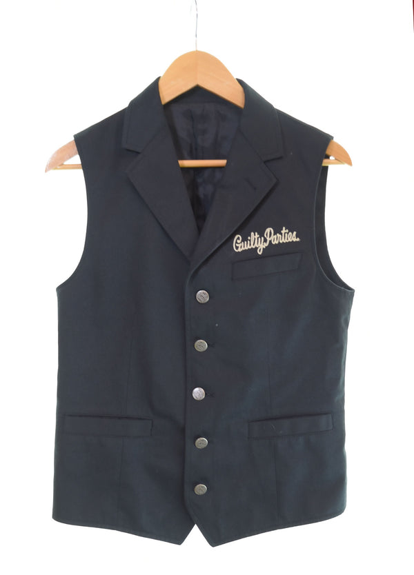 ワコマリア WACKO MARIA アンコンベルト ツイル 刺繍 バックロゴ ベスト ベスト ブラック Mサイズ 103MT-2751