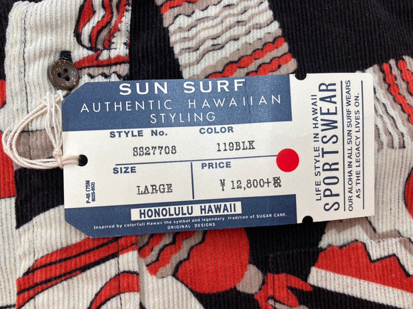 サンサーフ SUN SURF コーデュロイ ボタンダウン 細畝 総柄 L/S CORDUROY SHIRT 119BLK SS27708 長袖シャツ 総柄 ブラック Lサイズ 104MT-2314