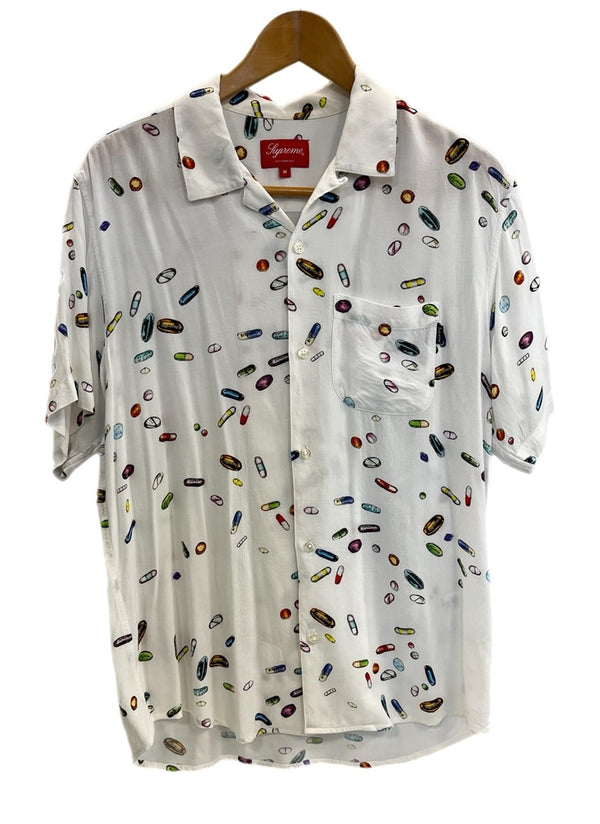 シュプリーム SUPREME Pills Rayon Shirt ピルスレーヨンシャツ 白 半袖シャツ ホワイト Mサイズ 101MT-4478