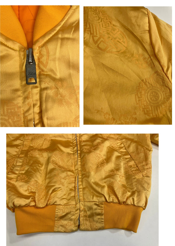 ヴィンテージ vintage 70's~ 70年代～ KOREA スカジャン スーベニアジャケット コリアンジャンパー 中綿入り KKK ZIPPER 龍 ドラゴン 刺繍 サテン ジャケット イエロー 101MT-4800