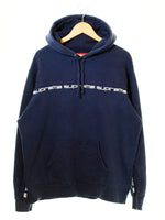 シュプリーム SUPREME 19AW Text Stripe Hooded Sweatshirt テキスト ストライプ フーデッドスウェットシャツ パーカ ネイビー Lサイズ 103MT-915