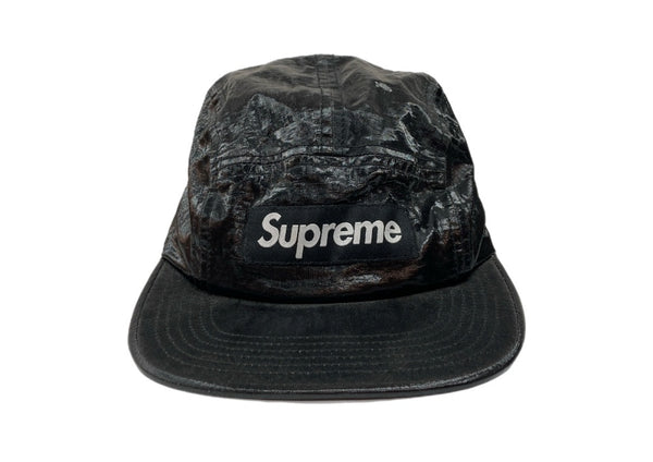 シュプリーム SUPREME 18SS Coated Linen Camp Cap ジェット キャップ Boxlogo 帽子 ハット 黒 帽子 メンズ帽子 キャップ ロゴ ブラック Fサイズ 104H-62