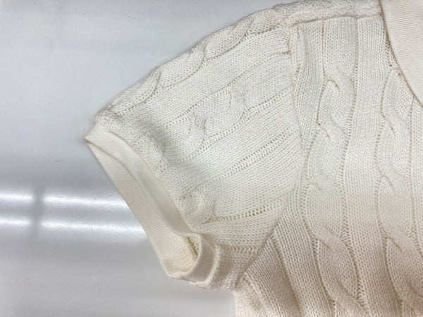 ラルフローレン RalphLauren ポロ POLO Mini Dress ケーブル コットン ニット ミニ ドレス ポロシャツ シグネチャー スリムフィット ロゴ刺繍 IVORY アイボリー オフホワイト ワンピース ワンポイント ホワイト Mサイズ 104LT-191