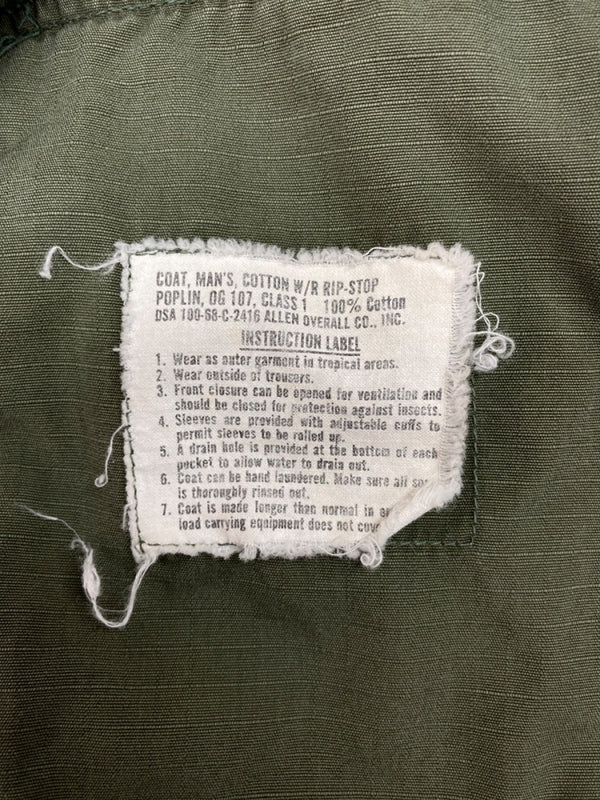 ミリタリー Military US ARMY JUNGLE FATIGUE JACKET ジャングル ファティーグ ジャケット ヴィンテージ 米軍 軍物 シャツ 緑 ジャケット 無地 カーキ Mサイズ 104MT-1762