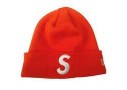 シュプリーム SUPREME S LOGO BEANIE ロゴ ビーニー New Era ボックスロゴ ニット帽 帽子 帽子 メンズ帽子 ニット帽 ロゴ オレンジ フリーサイズ 104H-47
