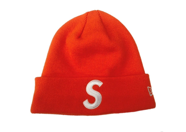シュプリーム SUPREME S LOGO BEANIE ロゴ ビーニー New Era ボックスロゴ ニット帽 帽子 帽子 メンズ帽子 ニット帽 ロゴ オレンジ フリーサイズ 104H-47