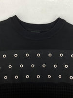 ディーゼル DIESEL K-RUSHIS SWEATER スウェット切替 セーター ニット ハトメ 長袖 黒 セーター 無地 ブラック Mサイズ 104MT-1603