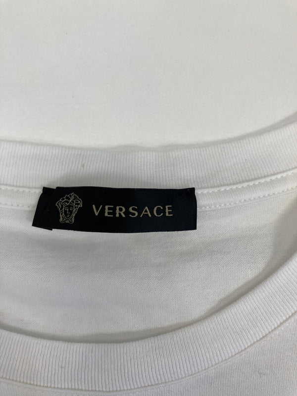 ヴェルサーチェ VERSACE ロゴプリント 半袖カットソー 白  Tシャツ ホワイト Mサイズ 101MT-3681