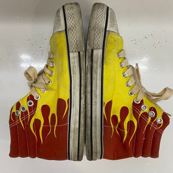 【曜日割引対象外】 グッドガイズ GOOD GUYS 80's ファイヤーパターン ハイカット メンズ靴 スニーカー イエロー 26cmサイズ 201-shoes1586 VB